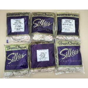 Sheer Charm Silkies Pantyhose Queen Off White 552 USA NWT 6 packages